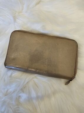 Furla Taupe Leather Zip Wallet